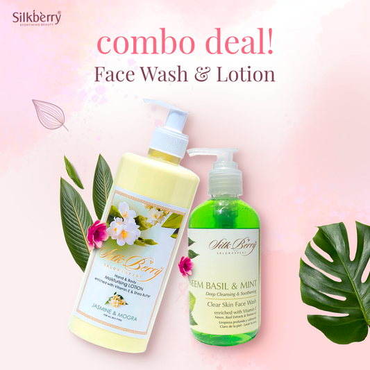 Combo Set Neem, Basil, Mint Face Wash & Jasmine Mogra Lotion